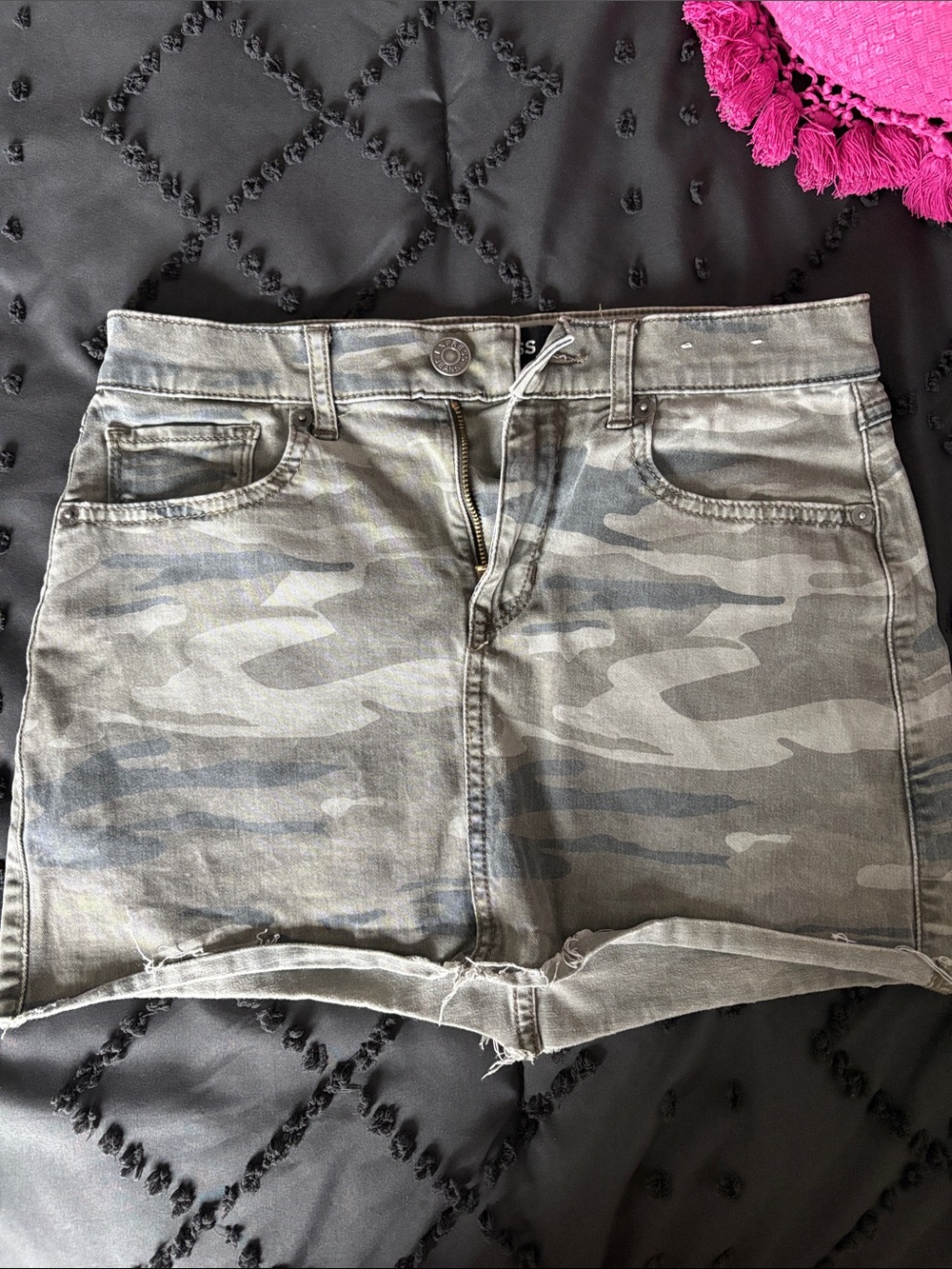 Express Camo Mini Skirt in Green and Gray